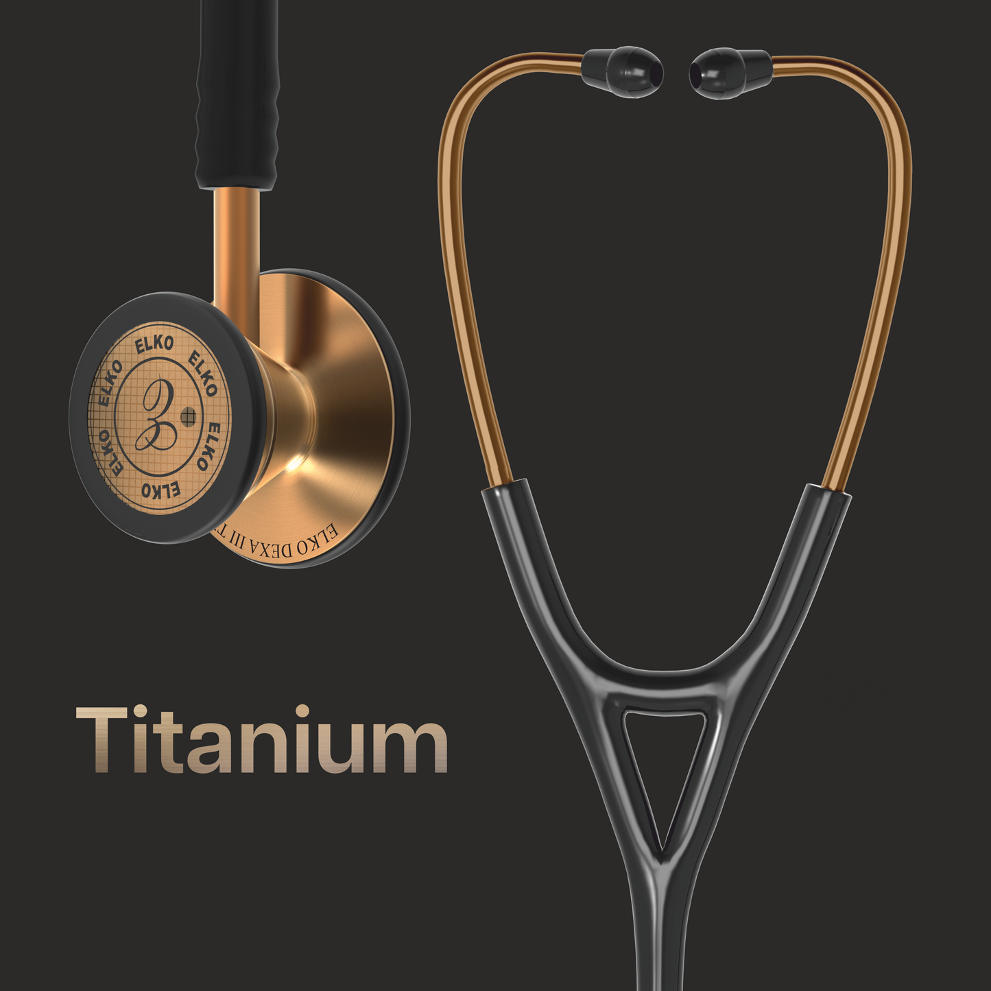 ELKO DEXA III Ti Titanium Stethoscope - Rose Gold