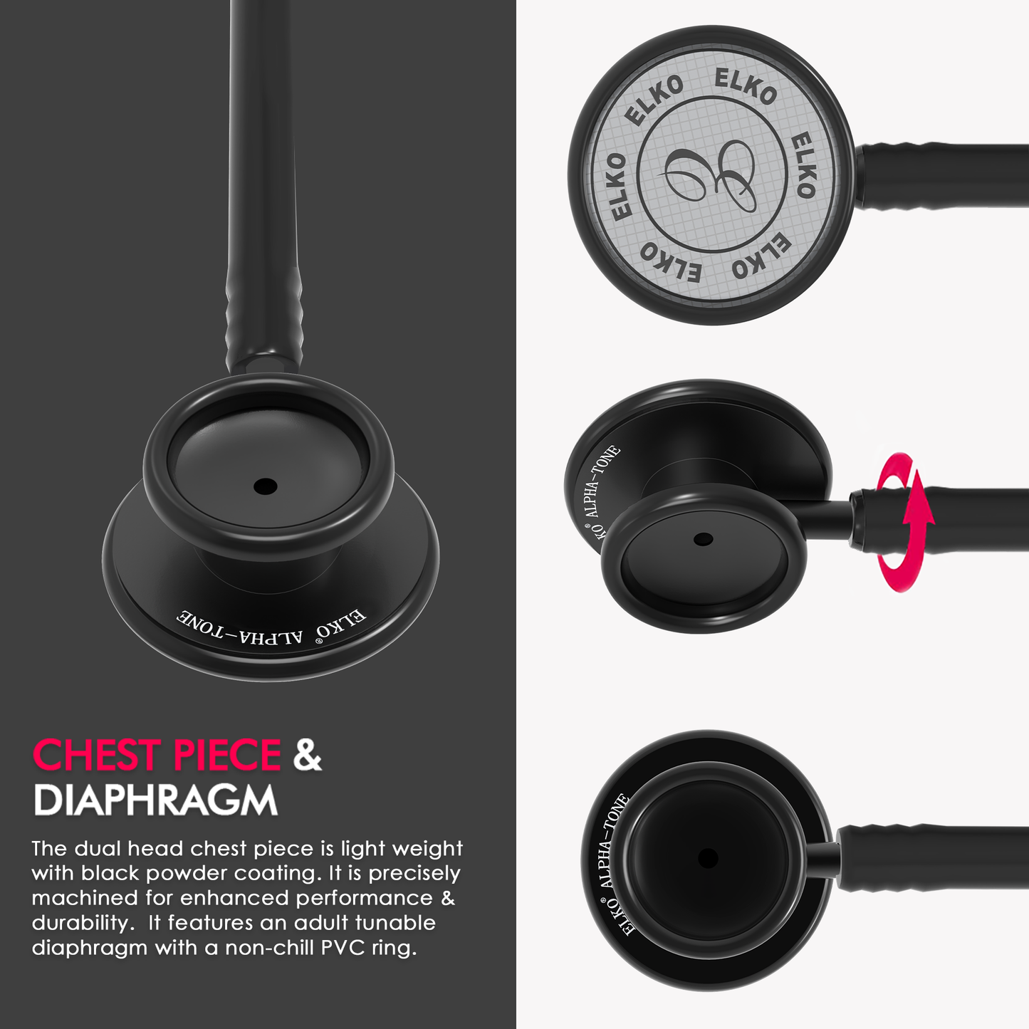 ELKO ALPHA-TONE Aluminium Head Stethoscope