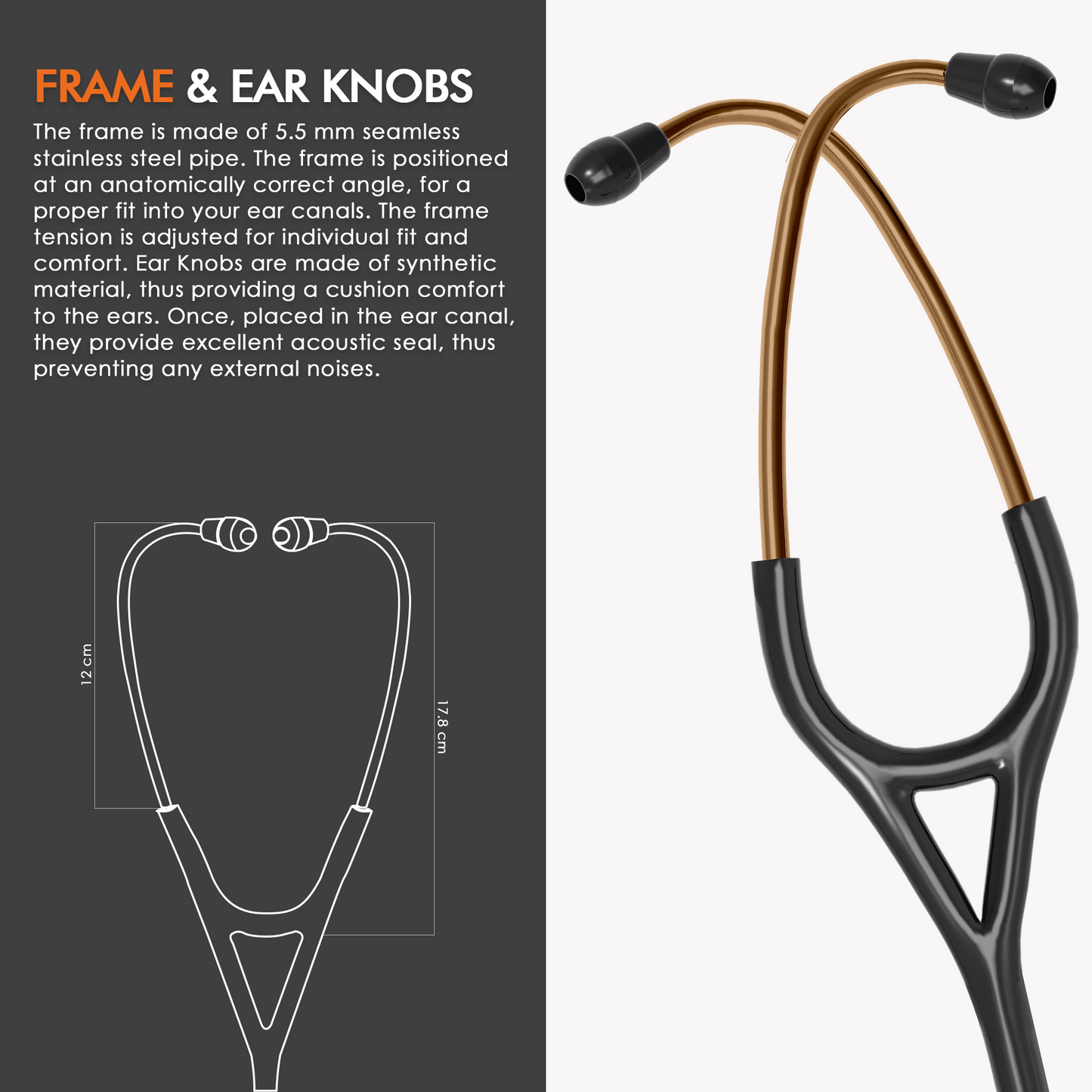 ELKO DEXA III Ti Titanium Stethoscope - Rose Gold