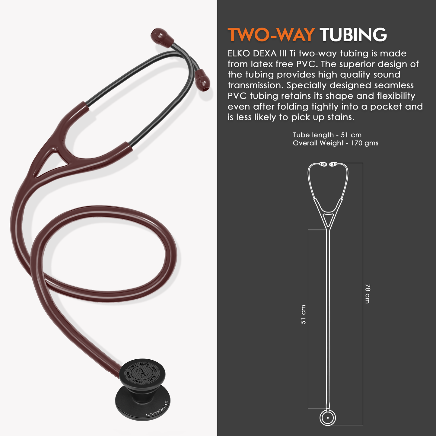 ELKO DEXA III Ti Titanium Stethoscope - Black Edition