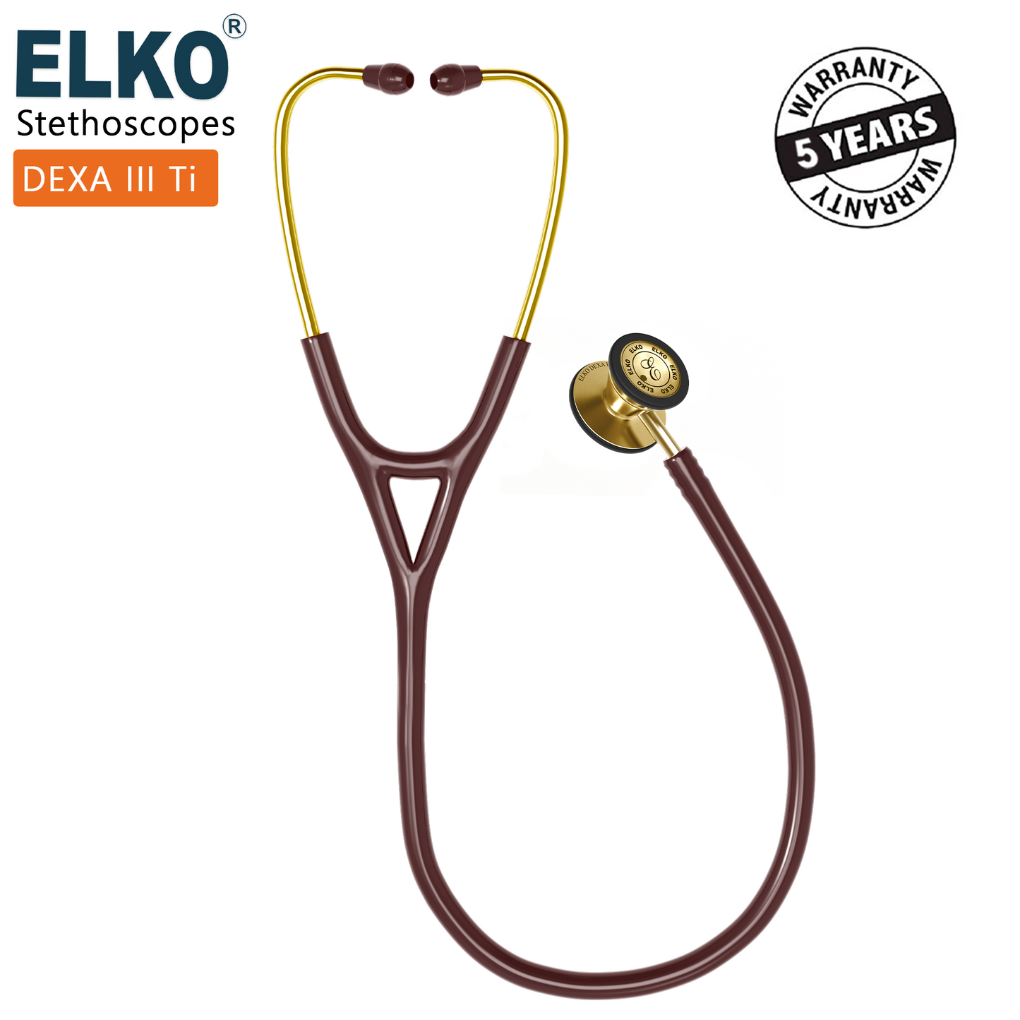 ELKO DEXA III Ti Titanium Stethoscopes- Gold Edition